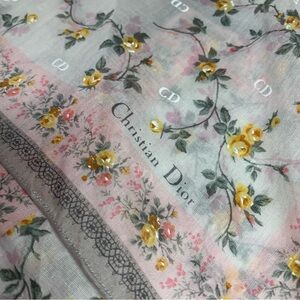 Dior Floral Scarf - Yellow and Pink